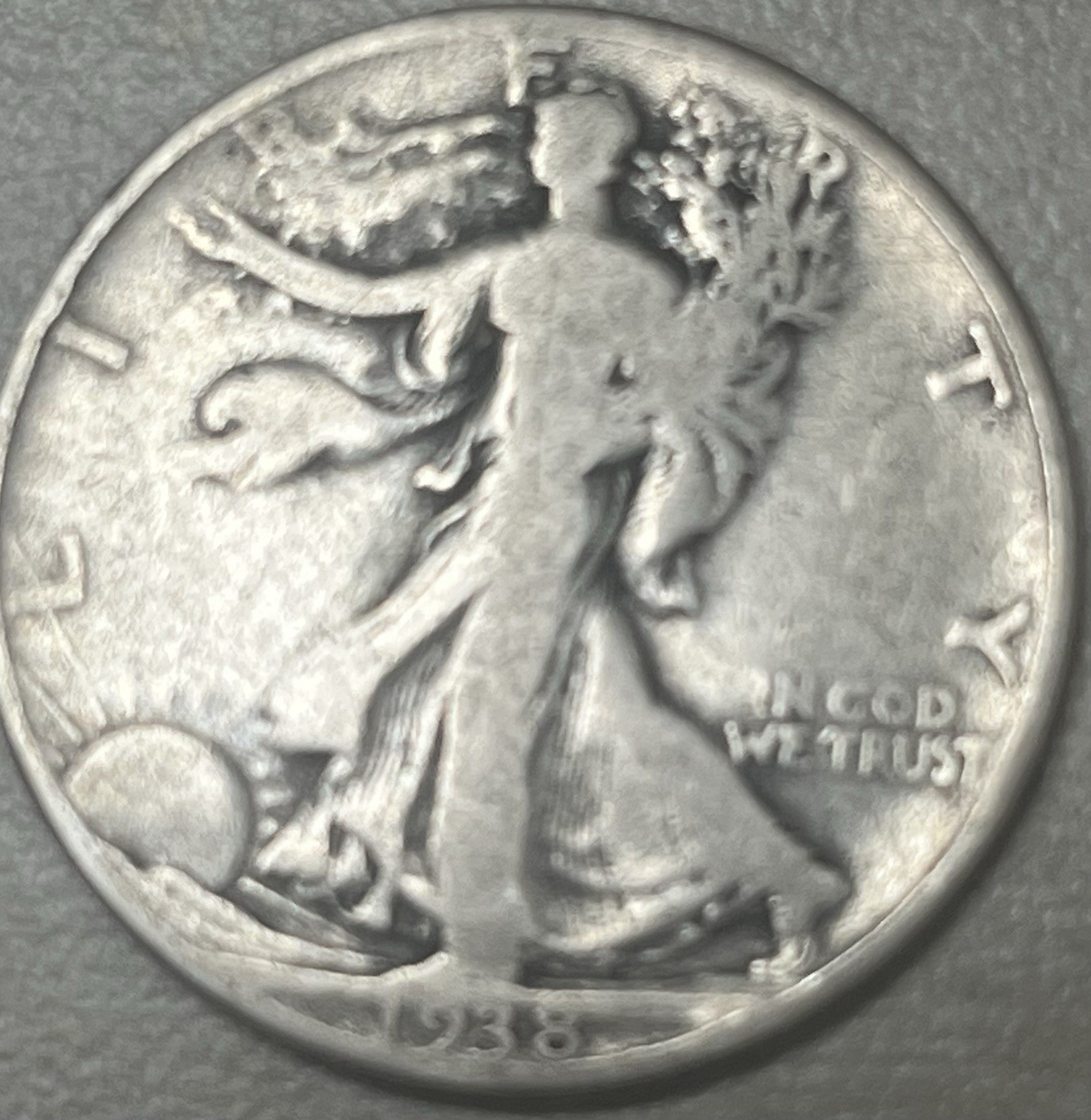 1938 d walking liberty half dollar Key Date Very Nice