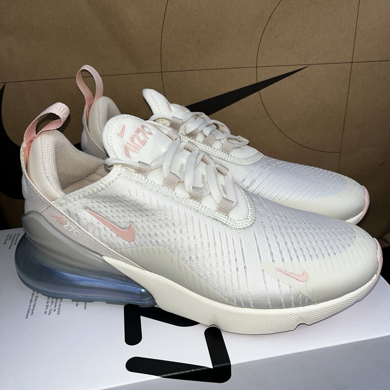NEW Nike Air Max 270 'Soft Pearl' Sail Ivory Pink NBY IH5966-001 Women Size 8