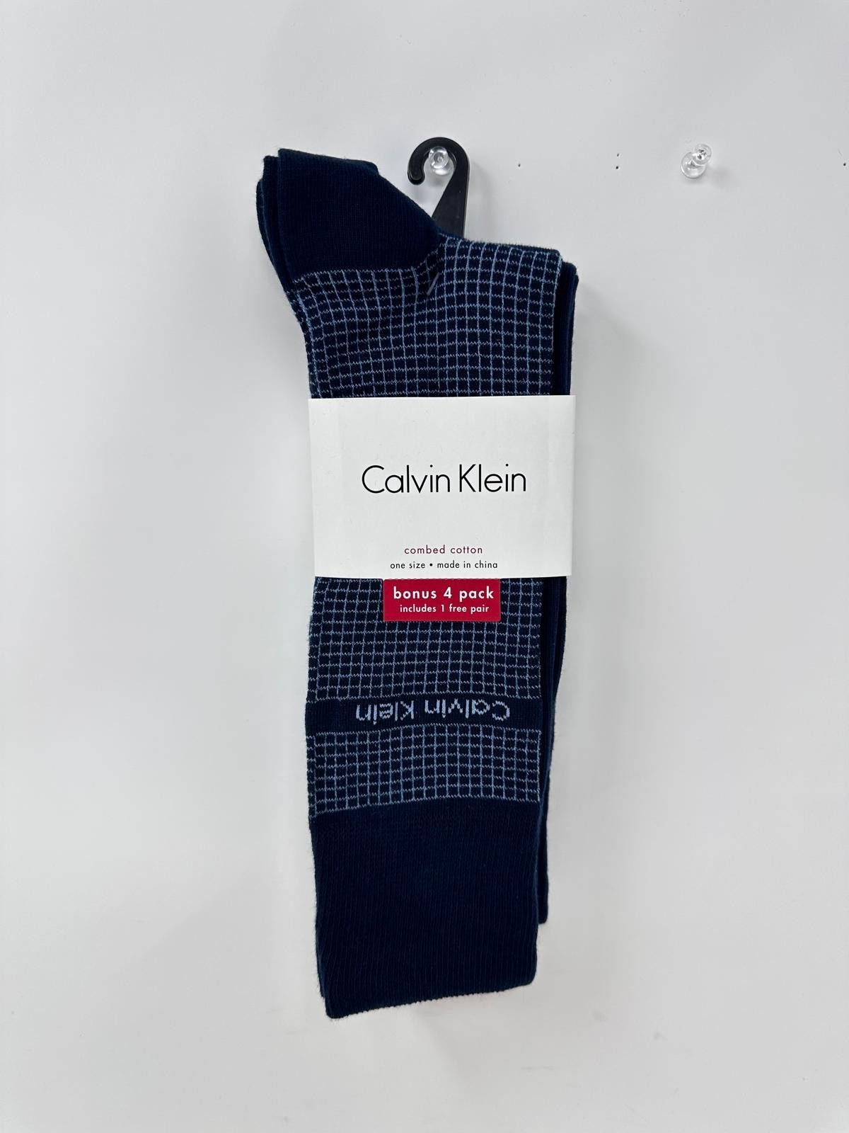 Calvin Klein Men's 4-Pack Patterned Dress Socks - US: 7-12, Navy, A3(D178T)