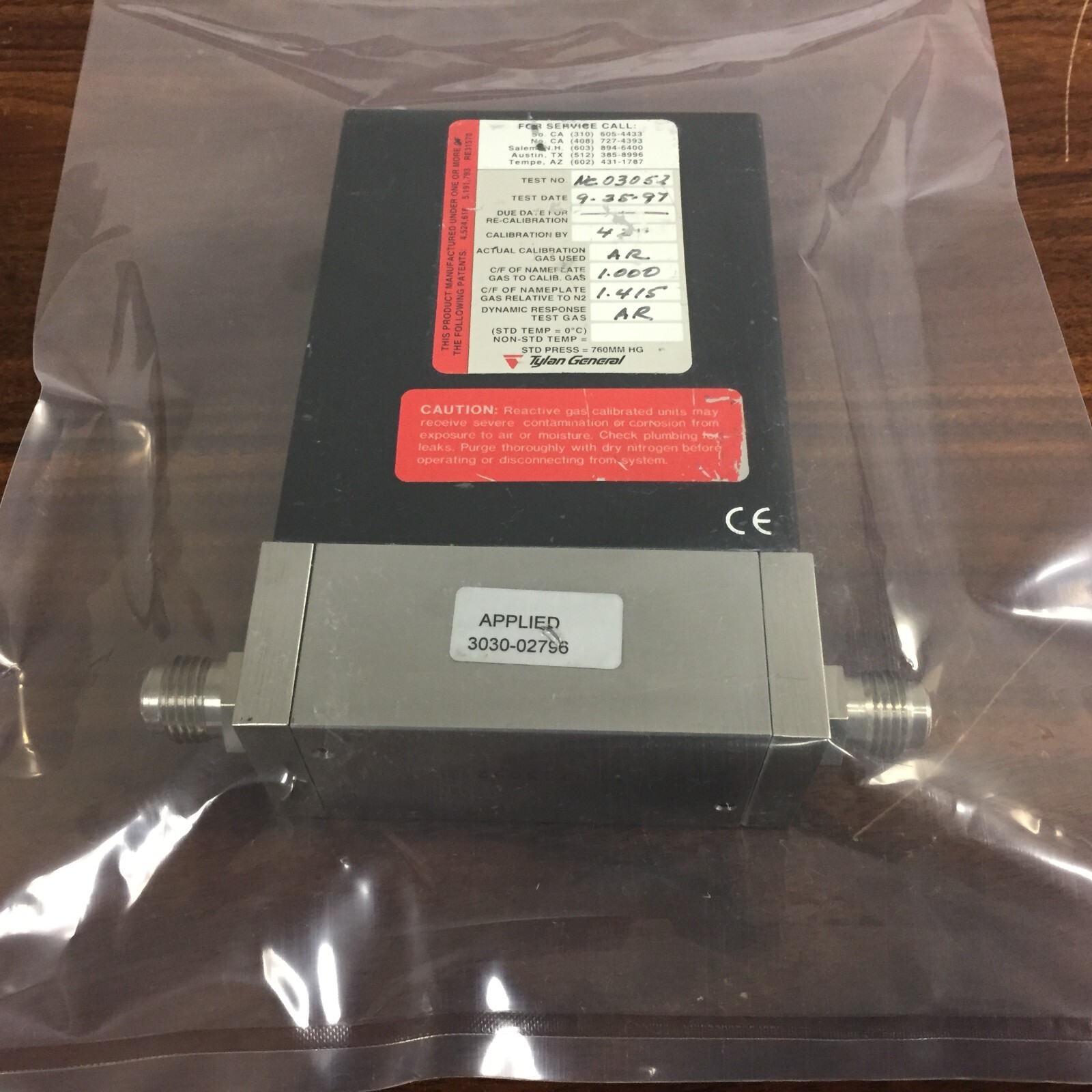 Tylan Model FC-2952MEP5, 200 SCCM, Gas: Ar, Mass Flow Controller