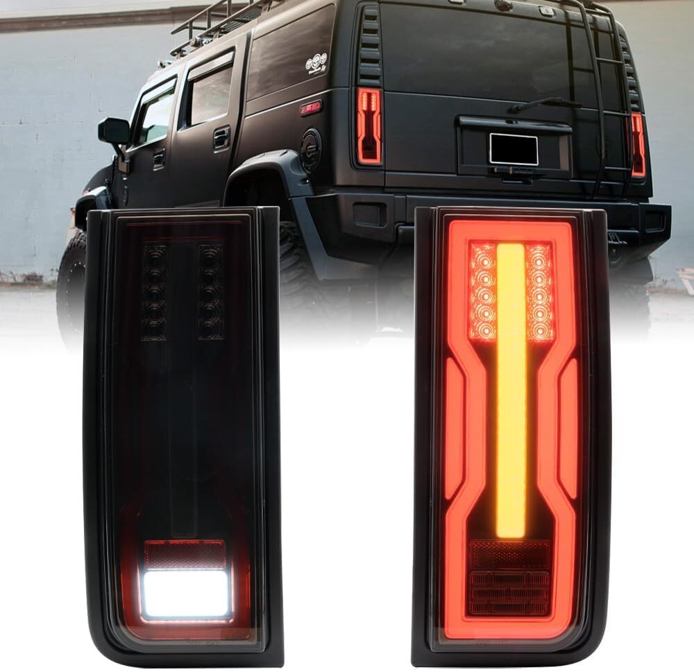 Rear Red LED Tail Lights Turn Signal Brake Lamp Assy For 2003-2009 Hummer H2 SUV
