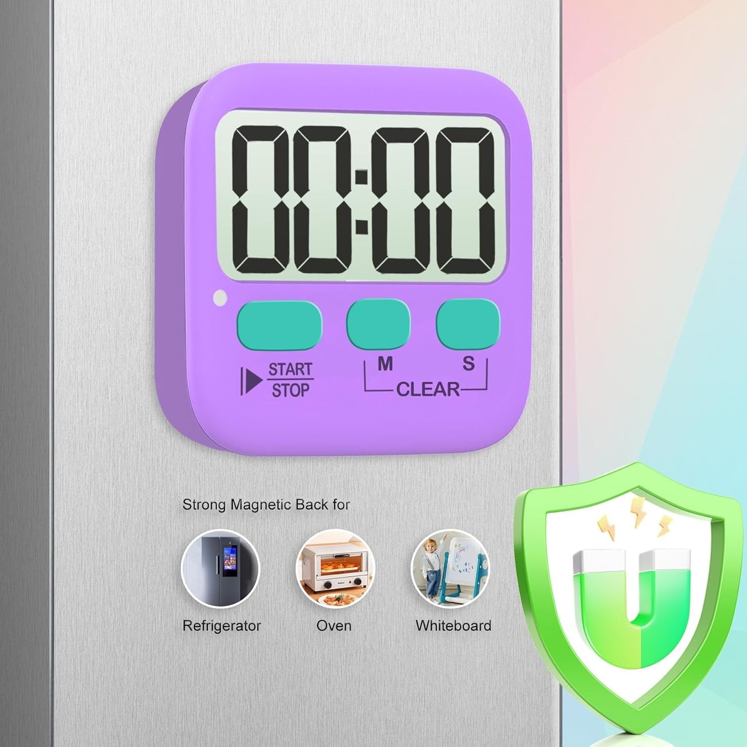 Digital Timer for Kids Kitchen Classroom Study Exercise Two Pack Purple