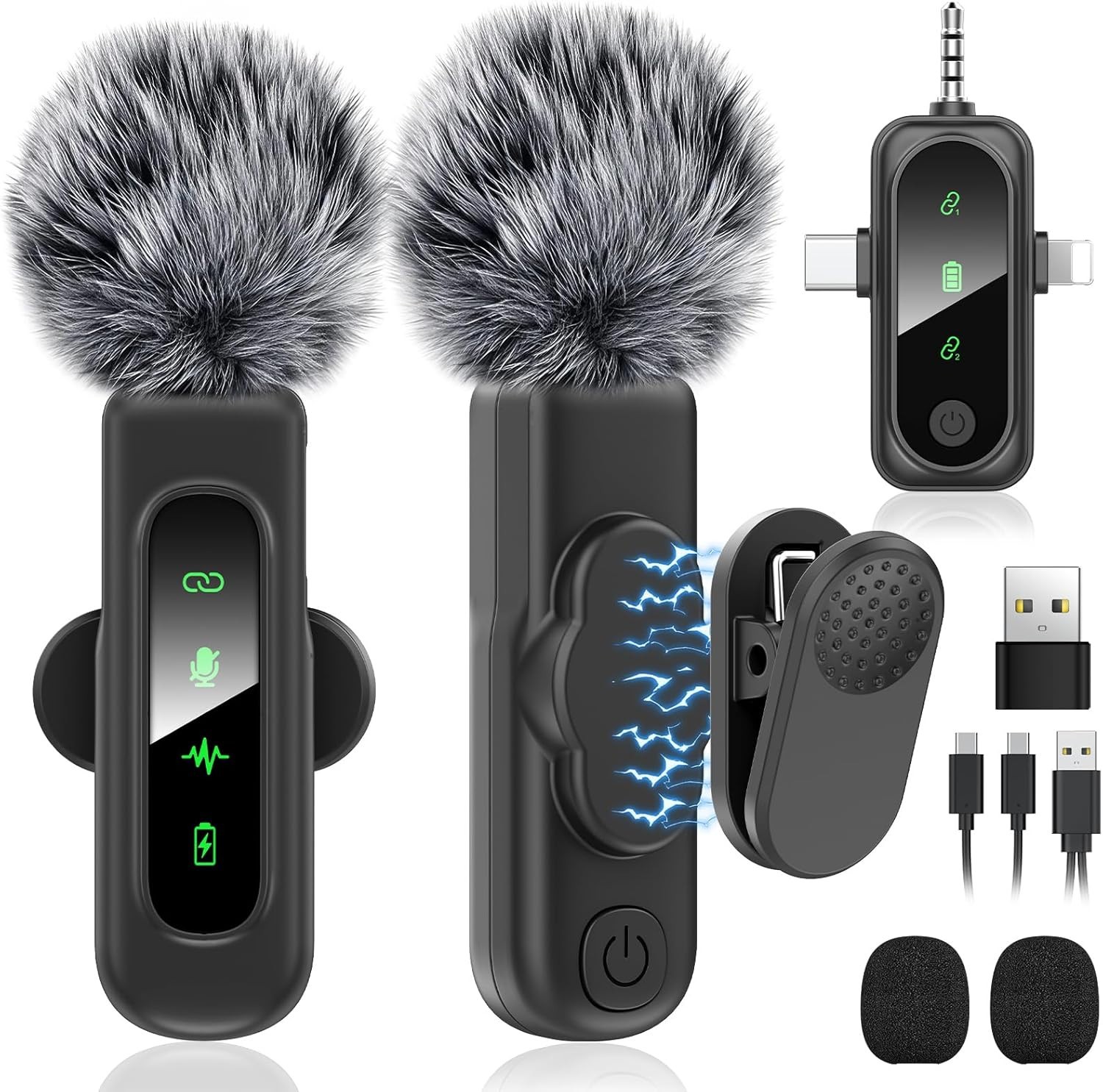 HEHOTTC Wireless Lavalier Mircophone J5 3in1 2pck Black NEW SEALED