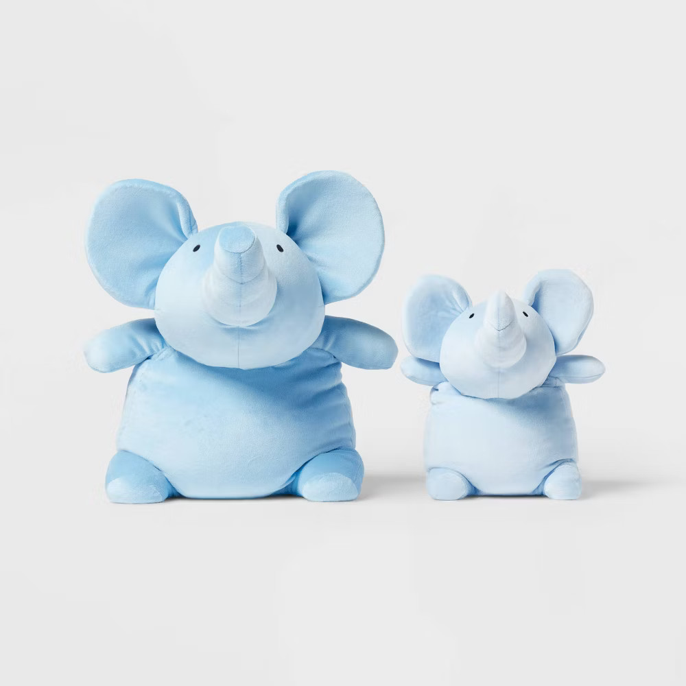 Elephant and Baby Weighted Plush Kids' Throw Pillow Blue - Pillowfort