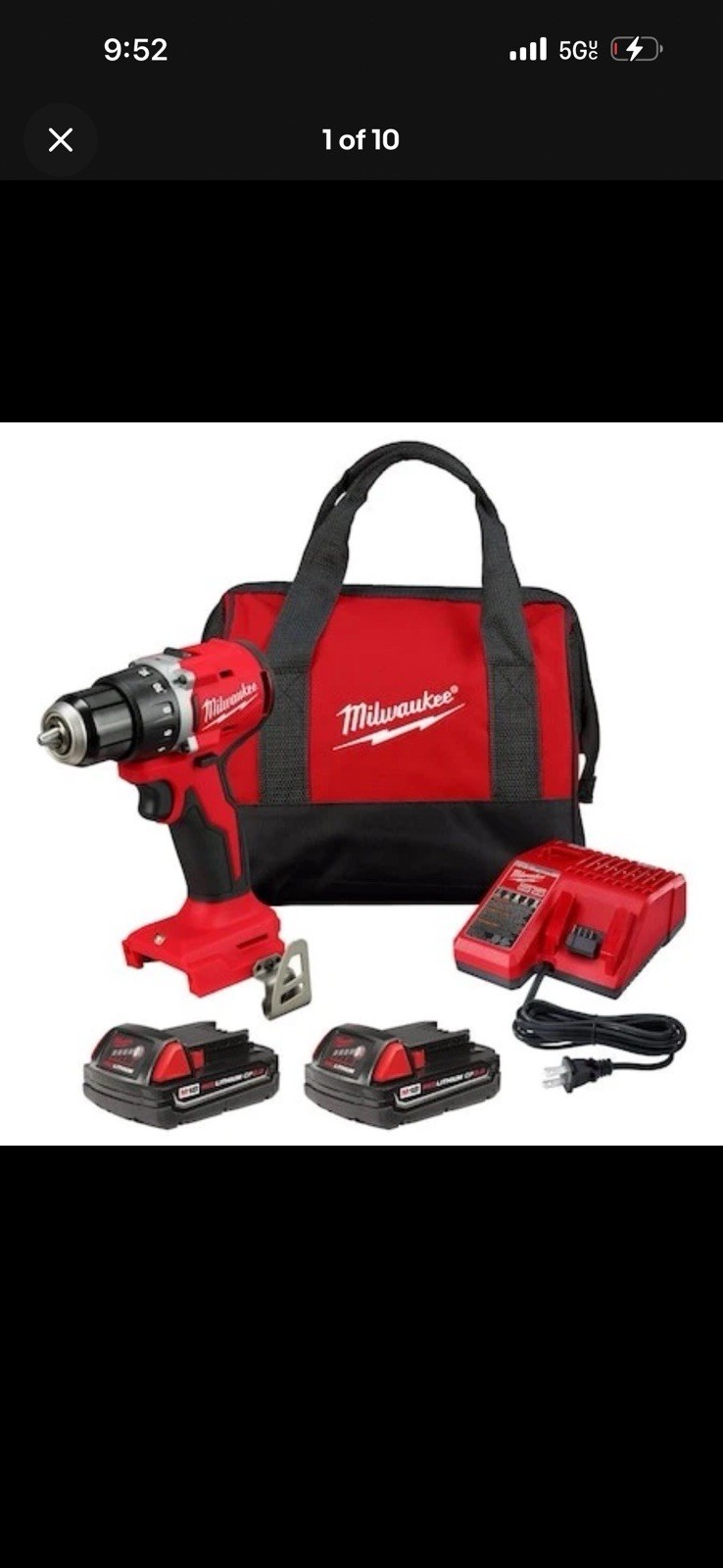 Milwaukee M18 Brushless 1/2 in Keyless Drill Driver Kit 2x2Ah+Charger