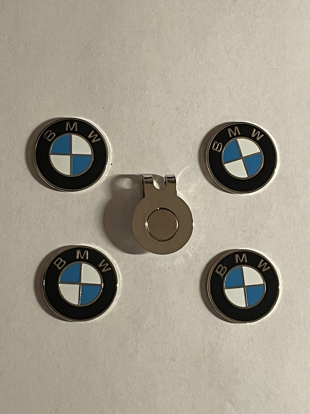 (4) BMW Championship 1" Coin Style Golf Markers W/BONUS HAT CLIP - A Great Deal!