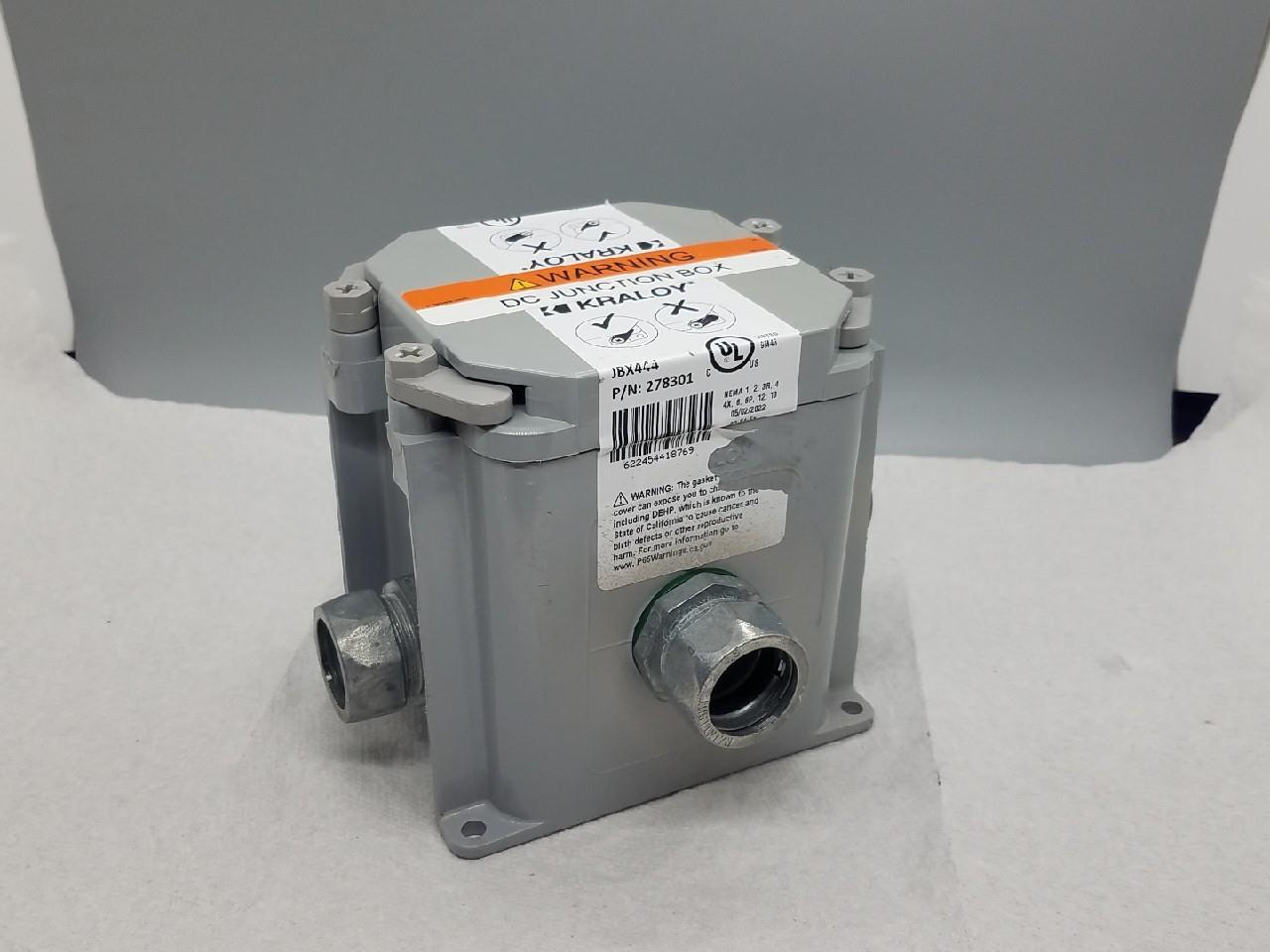 Kraloy PVC Solar Electrical Junction Box 4"x4"x4" w 3/4" Conduit Fittings