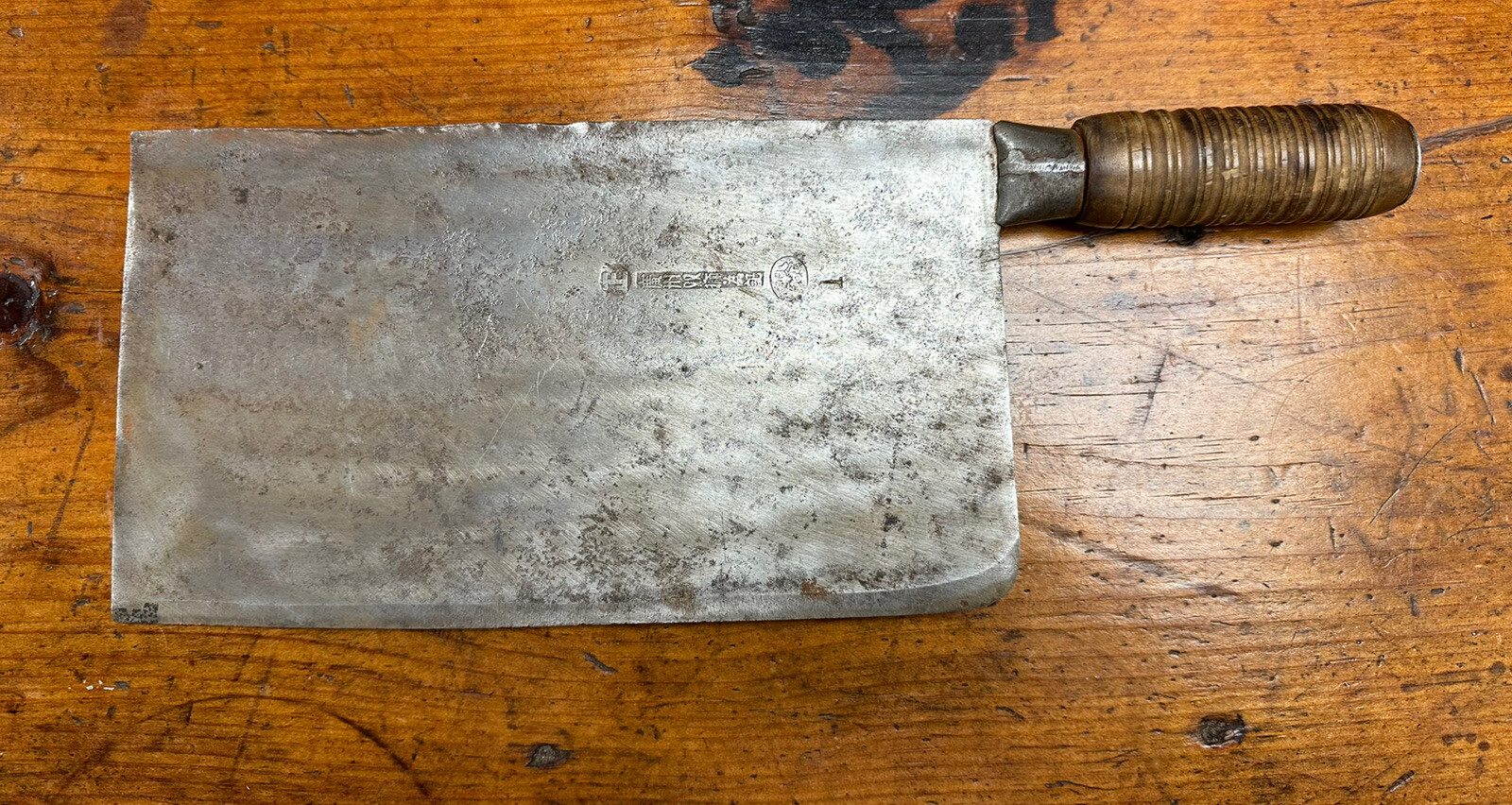 Vtg  Chinese Chefs Meat Cleaver Chopper Chinese Gaungzhou double lion inc RARE!!