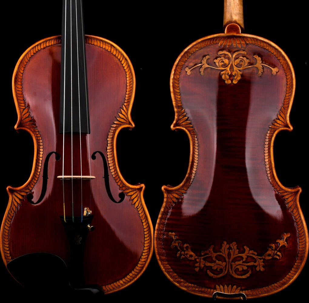 T30+ Master Antique Stradivari Style Carved Flower Violin 4/4 Best European Wood