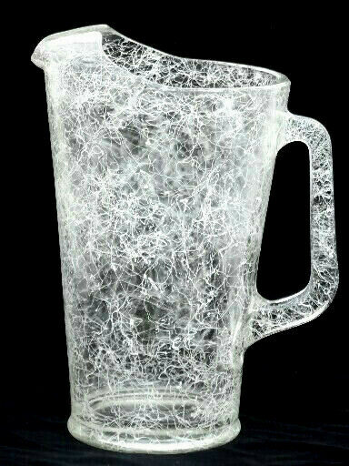 Vintage Modern Splatter Drip Abstract Art Glass Pitcher Drinks Bar Jackson Pollo