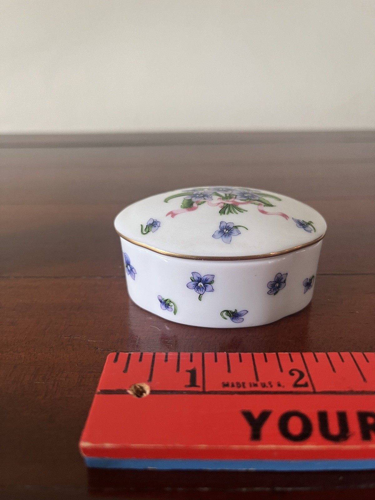 Oval Porcelain Trinket Box With Lid