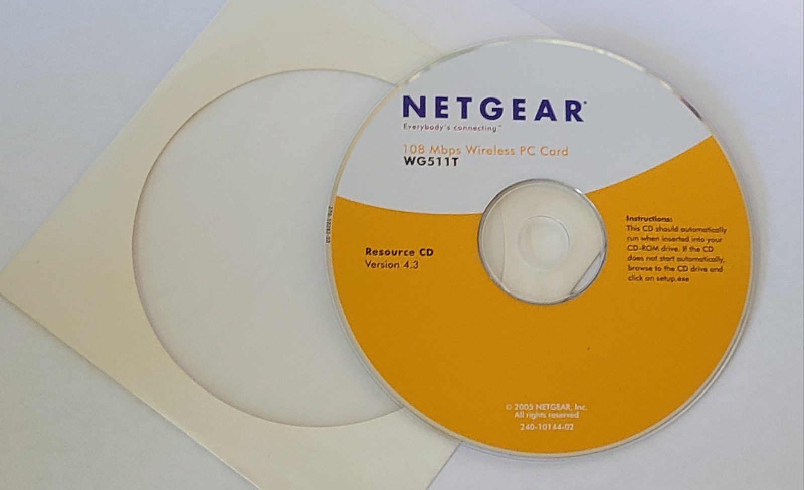 NETGEAR WG511T Wireless PC Card Resource CD v4.3 Drivers Update Windows