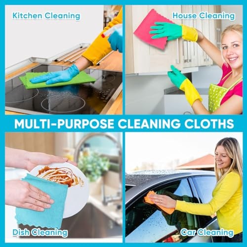 Microfiber Cleaning Cloth Highly Absorbent Cleaning Rags, 24 Pack Multicolor