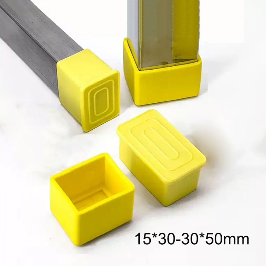 Oblong PVC Chair Table Feet Furniture End Cover Caps Floor Protector Yellow