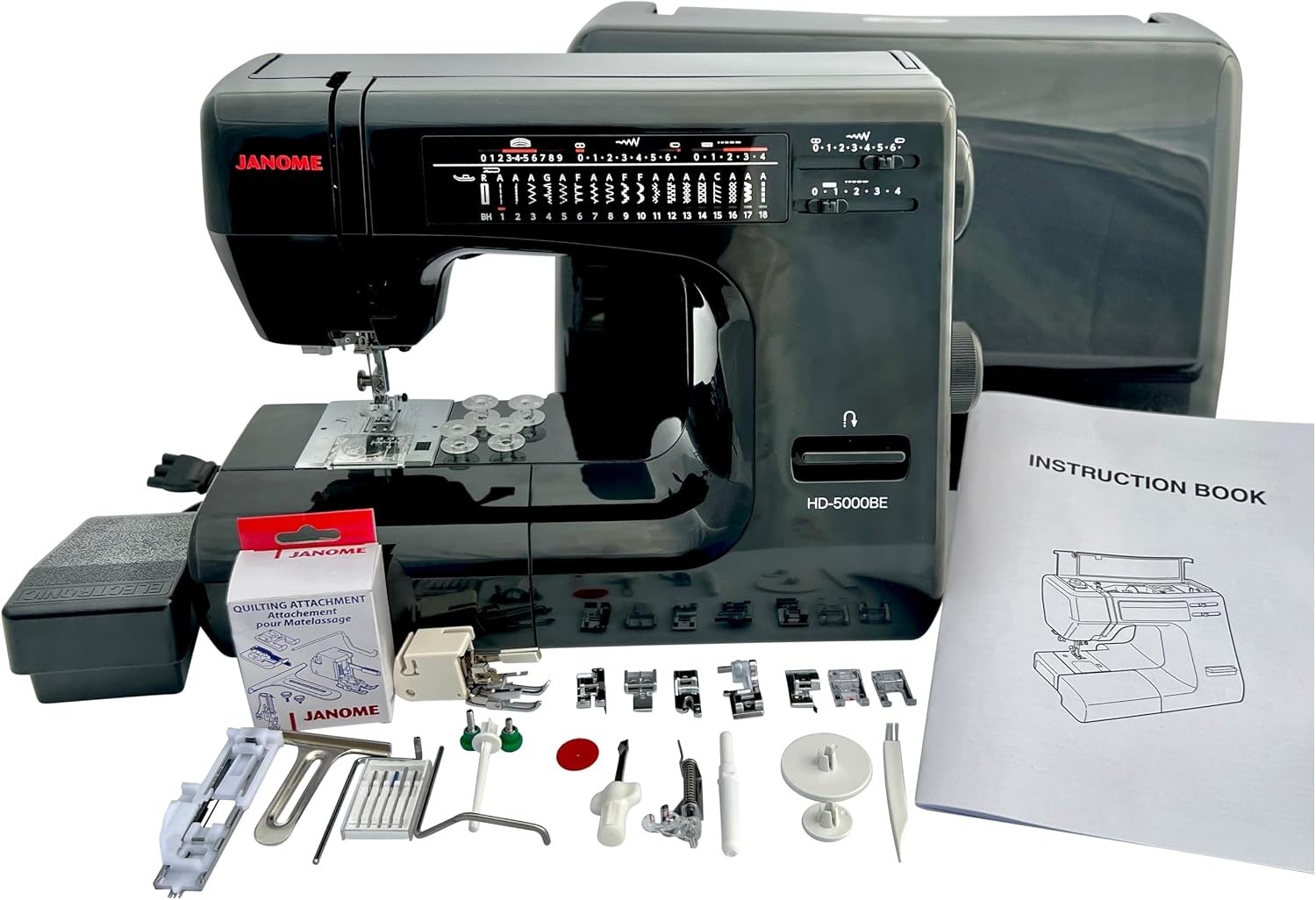 HD-5000 Black Edition Heavy-Duty Sewing Machine | 18 Stitches, Built-In Needle T