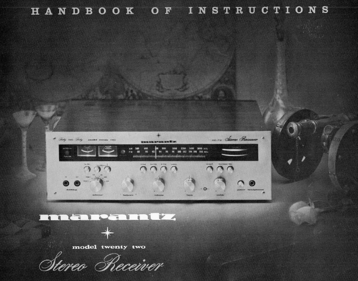 Marantz Model 22 User Owner Manual Guide Twenty Two For Stereo Receiver