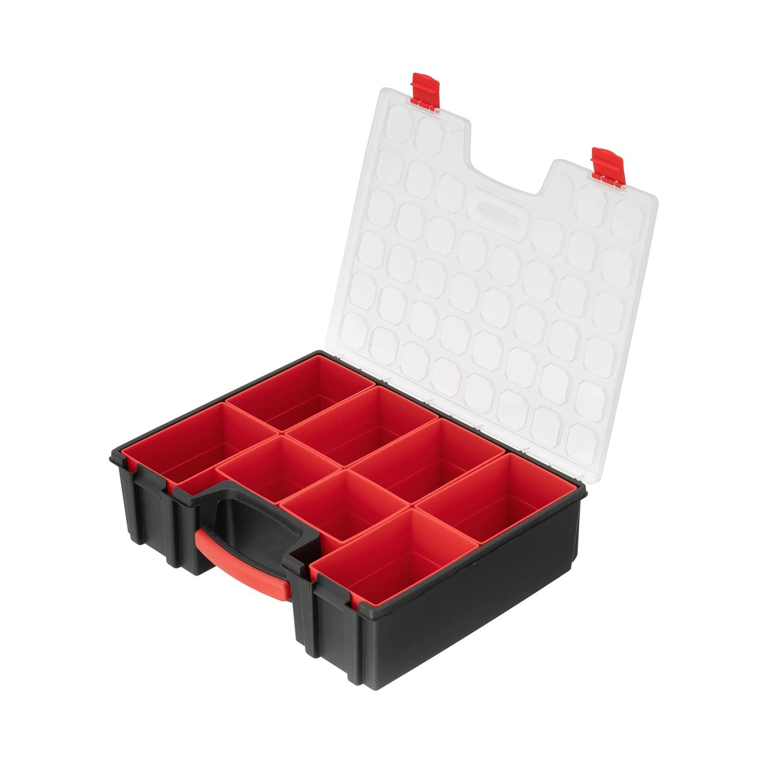Portable Hardware Organizer with 8 Deep Bins - Tool Storage Box for Nuts, Bolts,