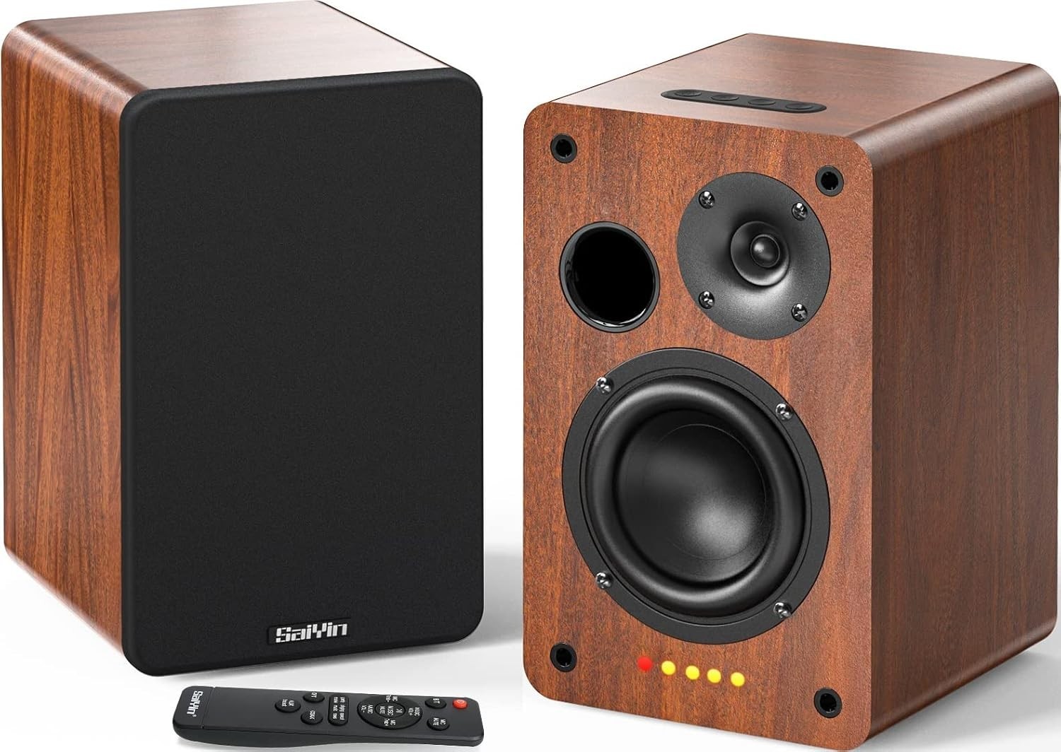 Dynamic Bluetooth Bookshelf Speakers with Remote Control & Subwoofer Output