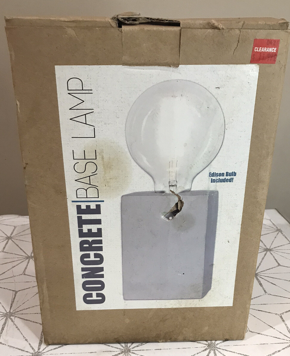 New NIB Electric Concrete base lamp with EDISON BULB g95 bulb