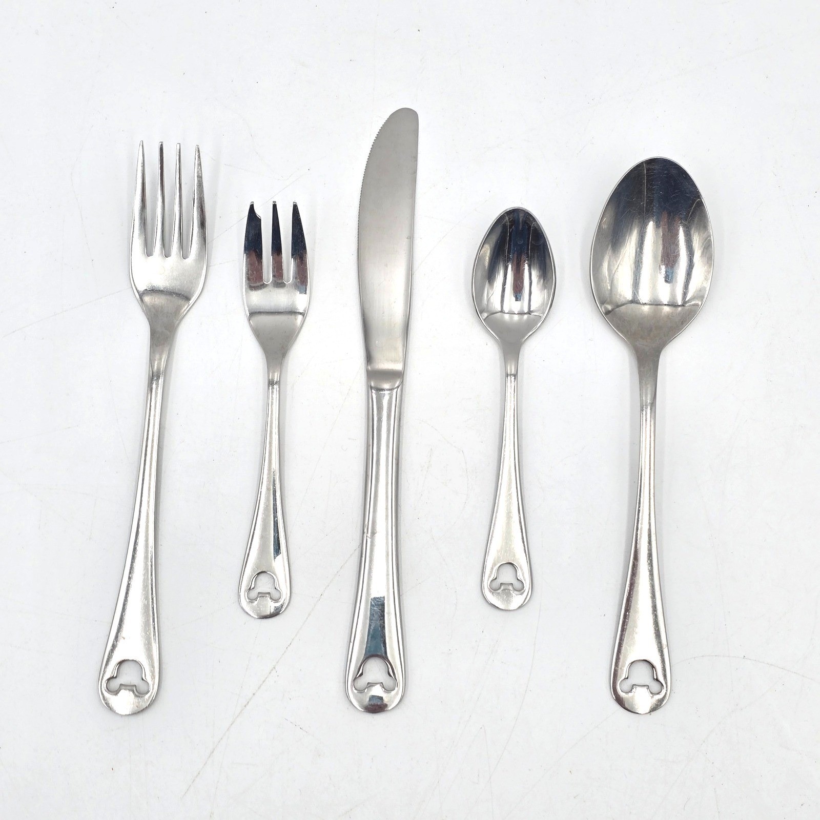 Disney Mickey Mouse Cutout 5 Pc Place Setting Flatware Set 18/8 Stainless Steel