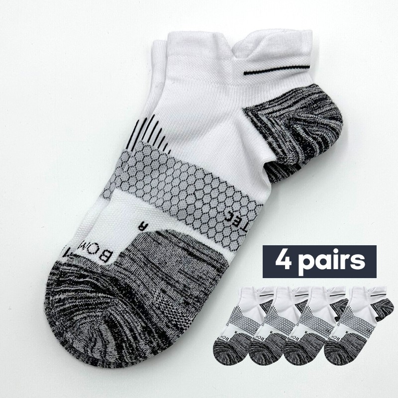 Bombas 4 pairs Men's Lightweight running Ankle Socks Size Med 6-9 White