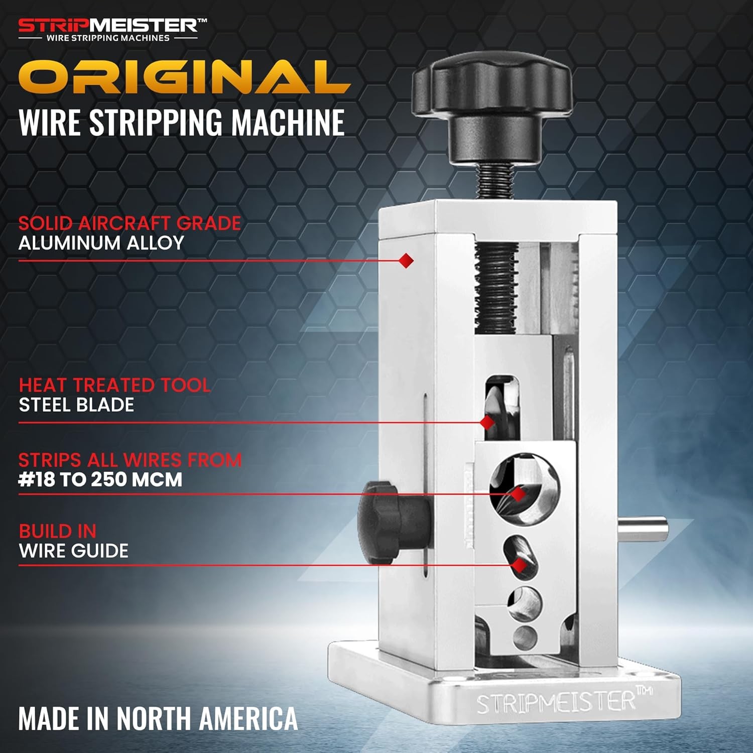 Drill-Powered Wire Stripper Wire Sizes Up To Ø3/4", Jam-Free, Copper Wire