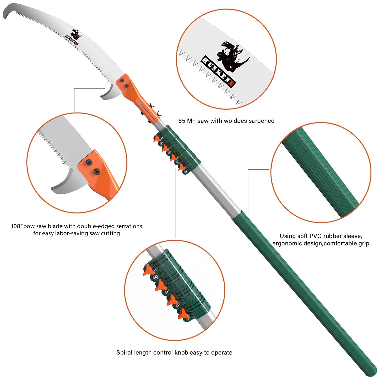 Tree Pruner Pole Saw Manual Extendable Long Tree Pruner Extendable，Pole Pruni...