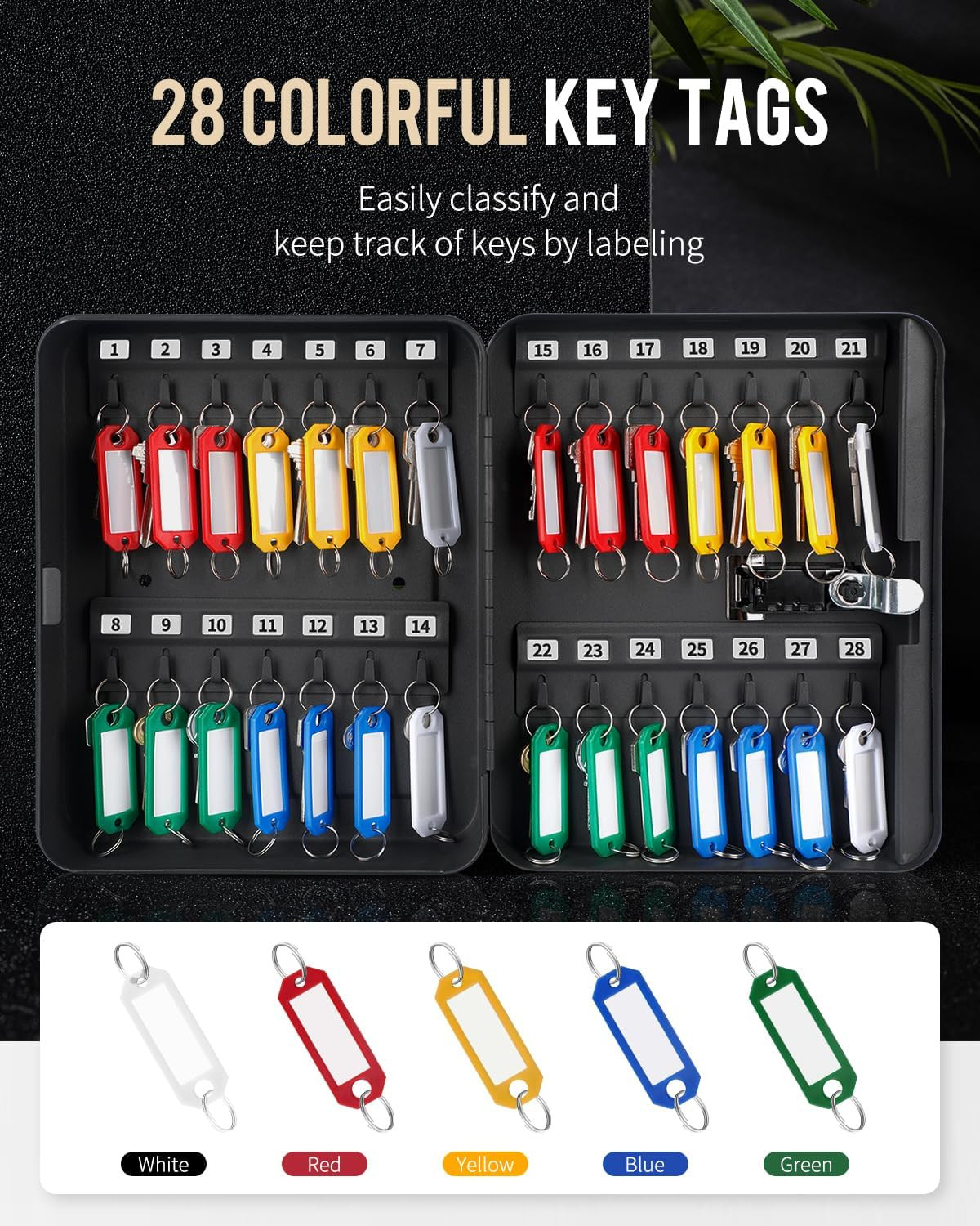 28 Position Key Cabinet with Combination Lock Resettable Black Digital Security