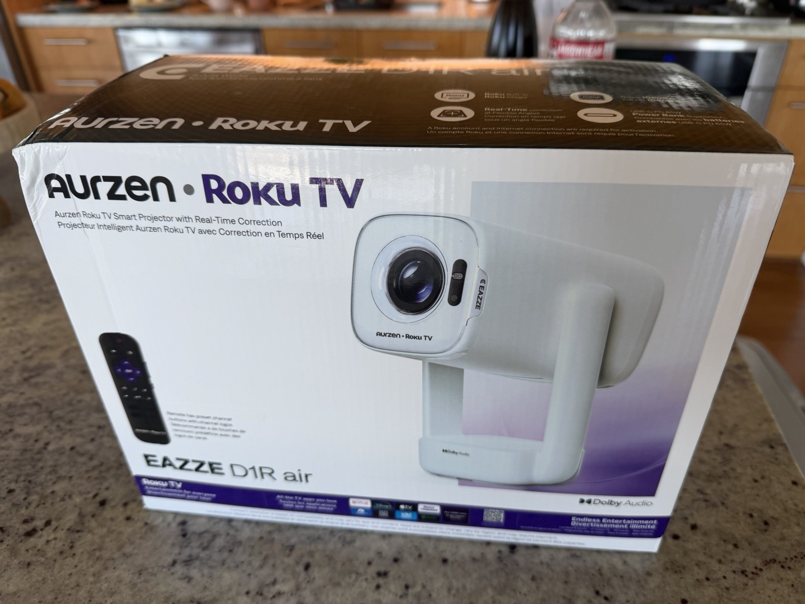 Aurzen EAZZE D1 AIR Roku TV Smart Projector with Wifi and Bluetooth. New