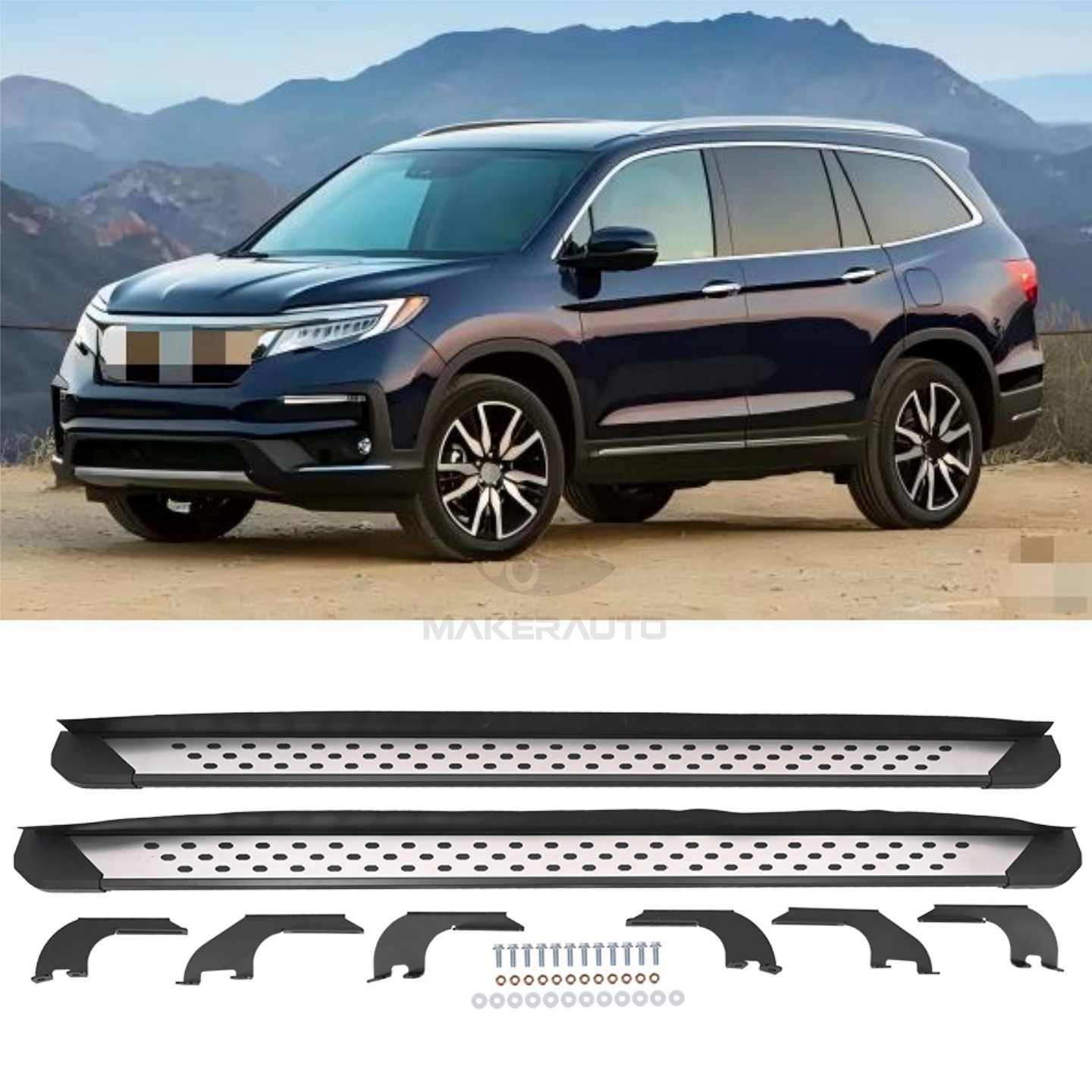 For 2016-2022 Honda Pilot 4" Running Boards Nerf Bar Side Steps Aluminum Alloy