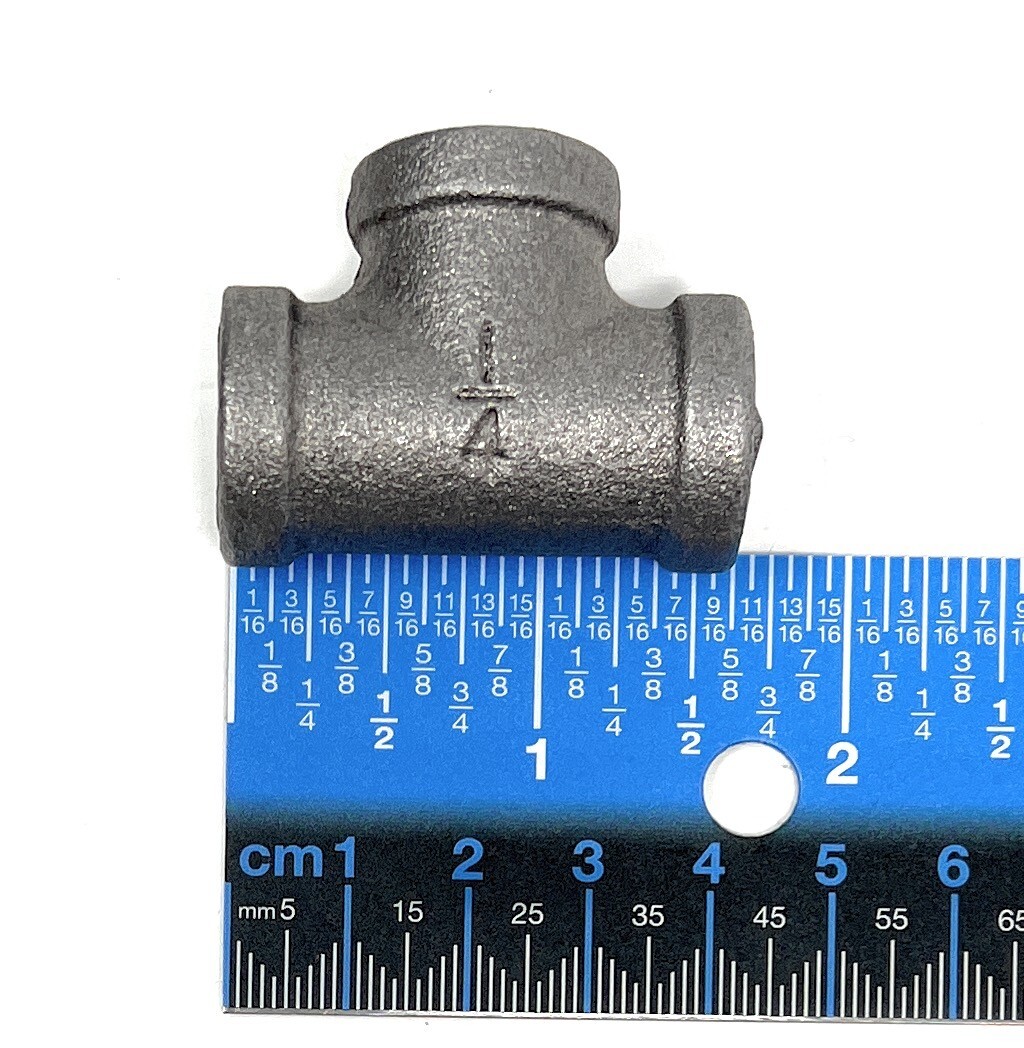 Black Steel Female Threaded Iron Pipe Fitting 1/4" NPT Tee Malleable Tee Fitting