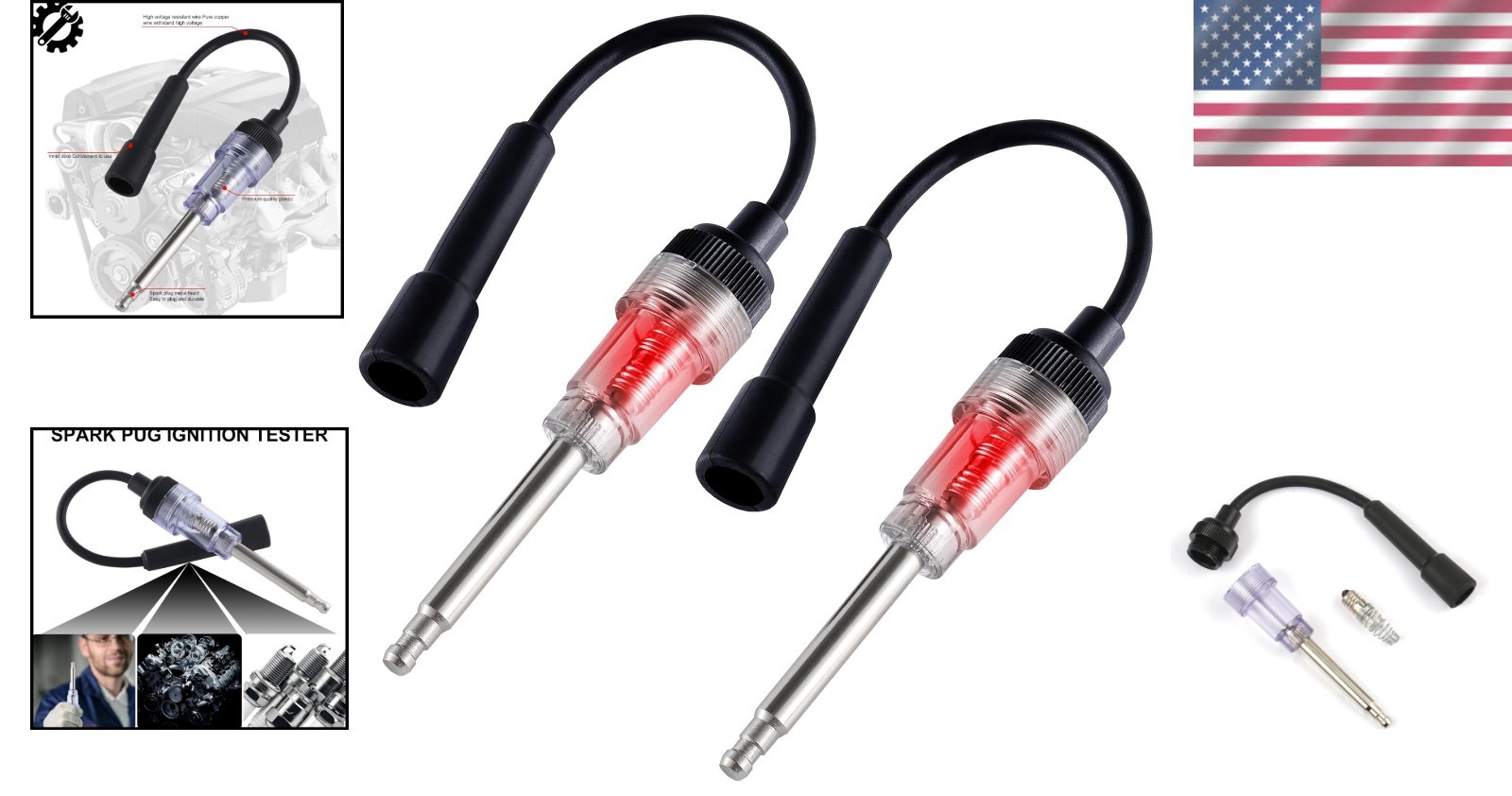 Universal Inline Spark Plug Tester 2PCS Set – Efficient Engine Verification Tool