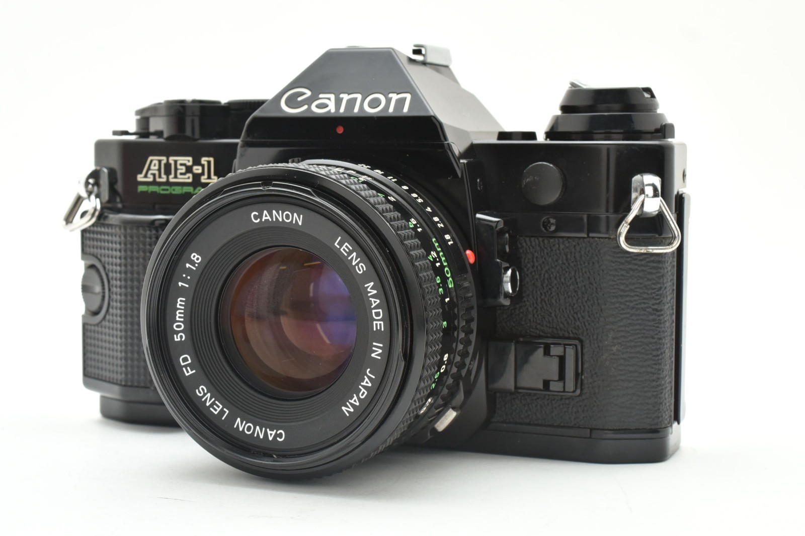 [Near MINT++] Canon AE-1 Program Black 35mm Film SLR New FD 50mm f1.8 Lens JAPAN