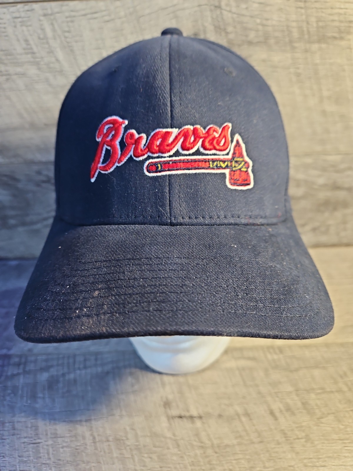 Nike Atlanta Braves Rise Baseball Cap Hat Navy Red MLB Fitted Size S/M