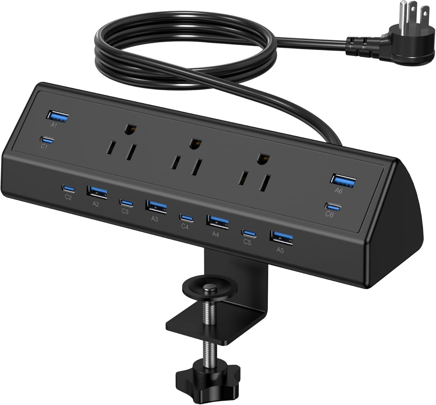 130W Desk Clamp Power Strip, 12 USB Ports (6 PD 65W Usb-C),Surge Protector,Etl L