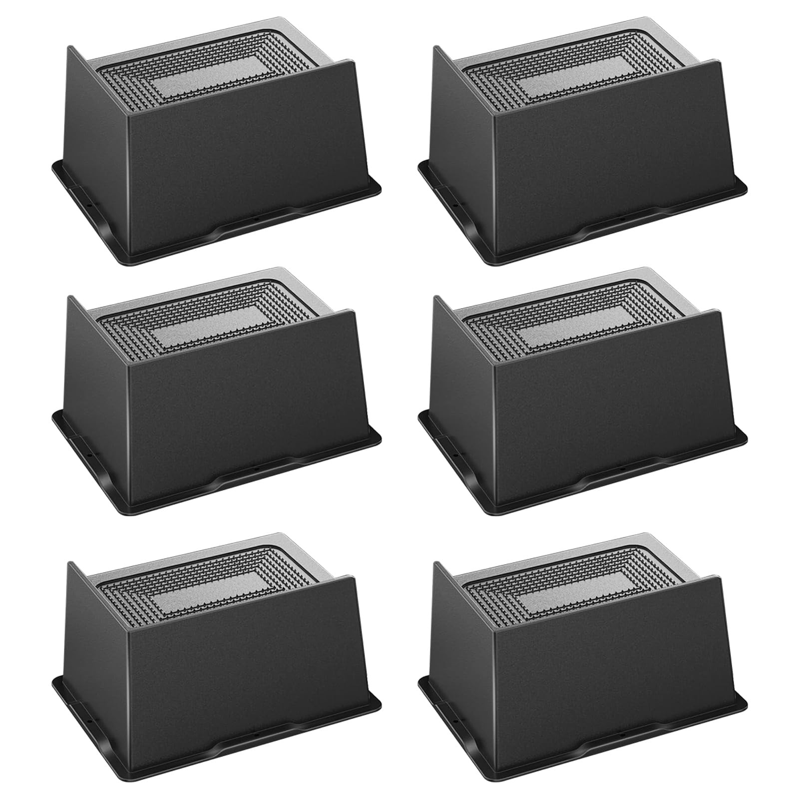 6 Pack Bed Risers 4 Inch Heavy Duty Oversized Support 6000 Lbs Black Lift