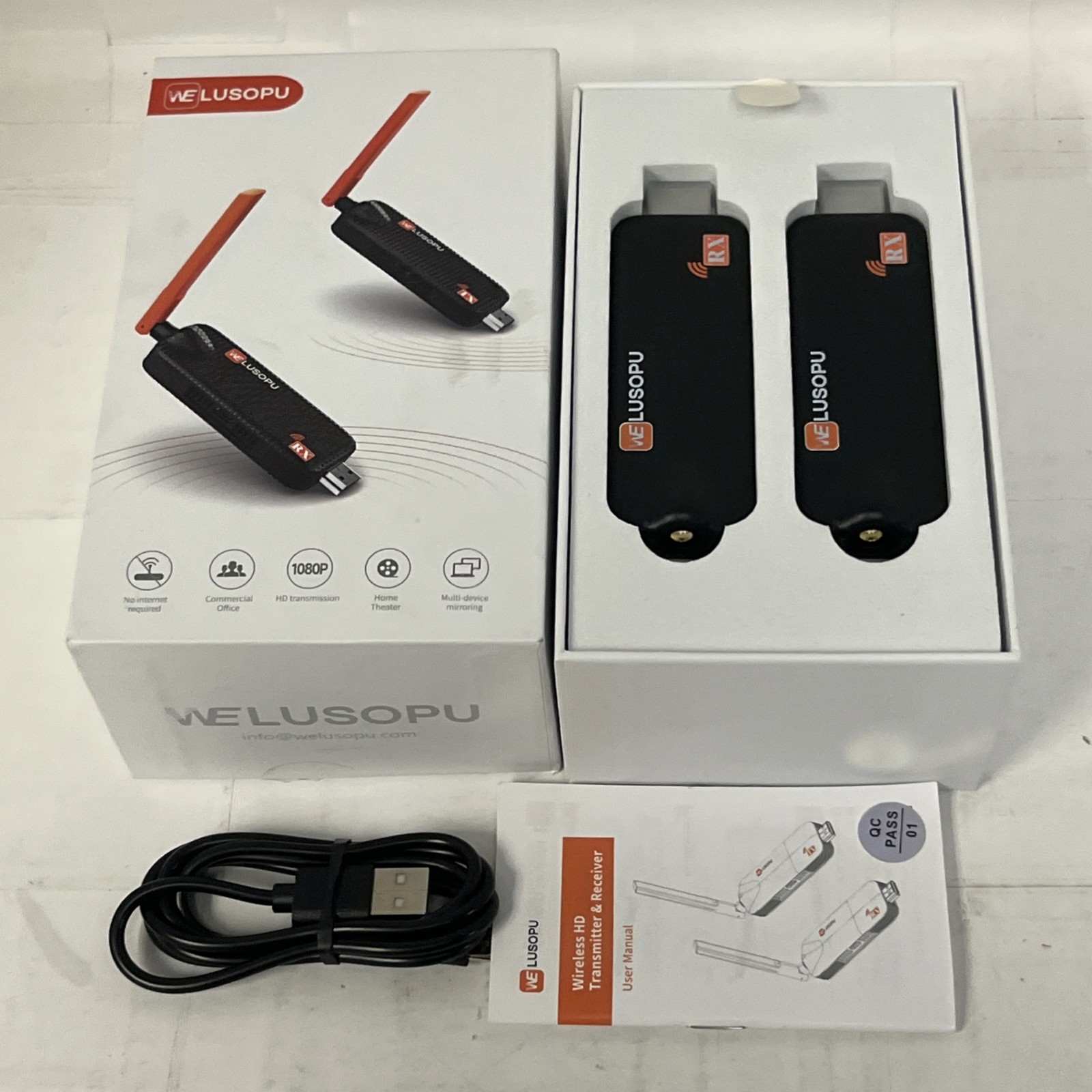 WELUSOPU HDMI Transmitter and Receiver Wireless HDMI Extender