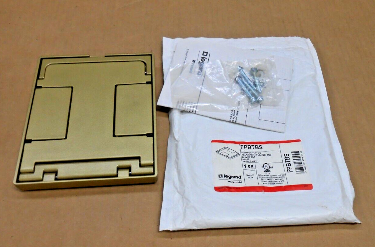 NEW WIREMOLD FPBTBS FLOORPORT FLOOR BOX COVER FLANGELESS BRASS BLANK TOP