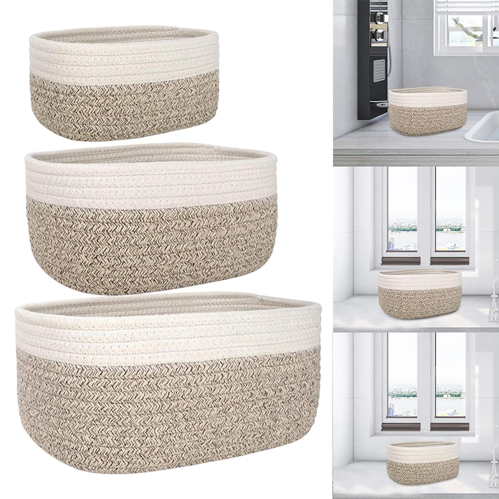 Cotton Rope Basket, Shelf Basket Bin Holder Organization Multipurpose Woven