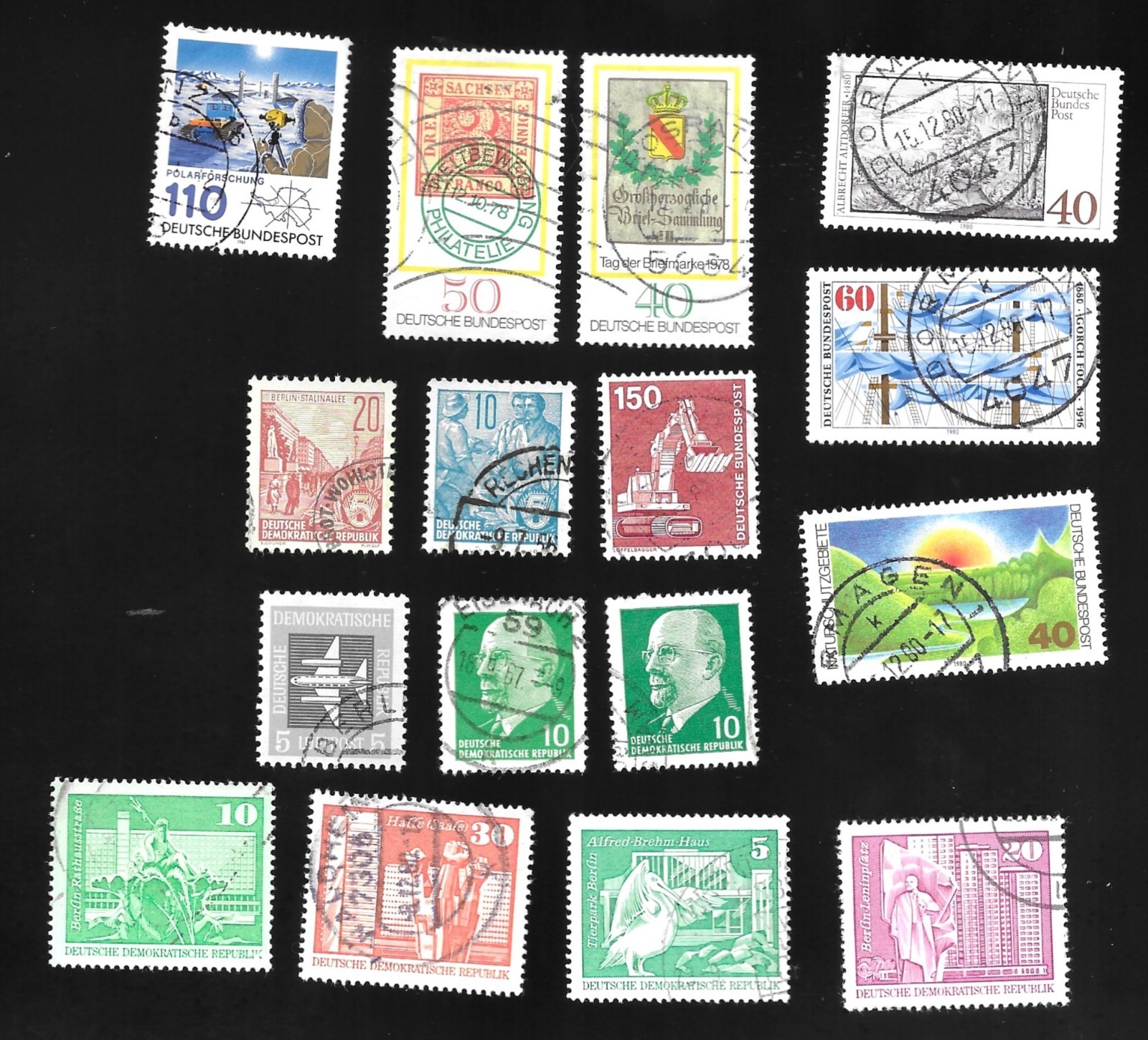 German stamp lot, 16  all different.