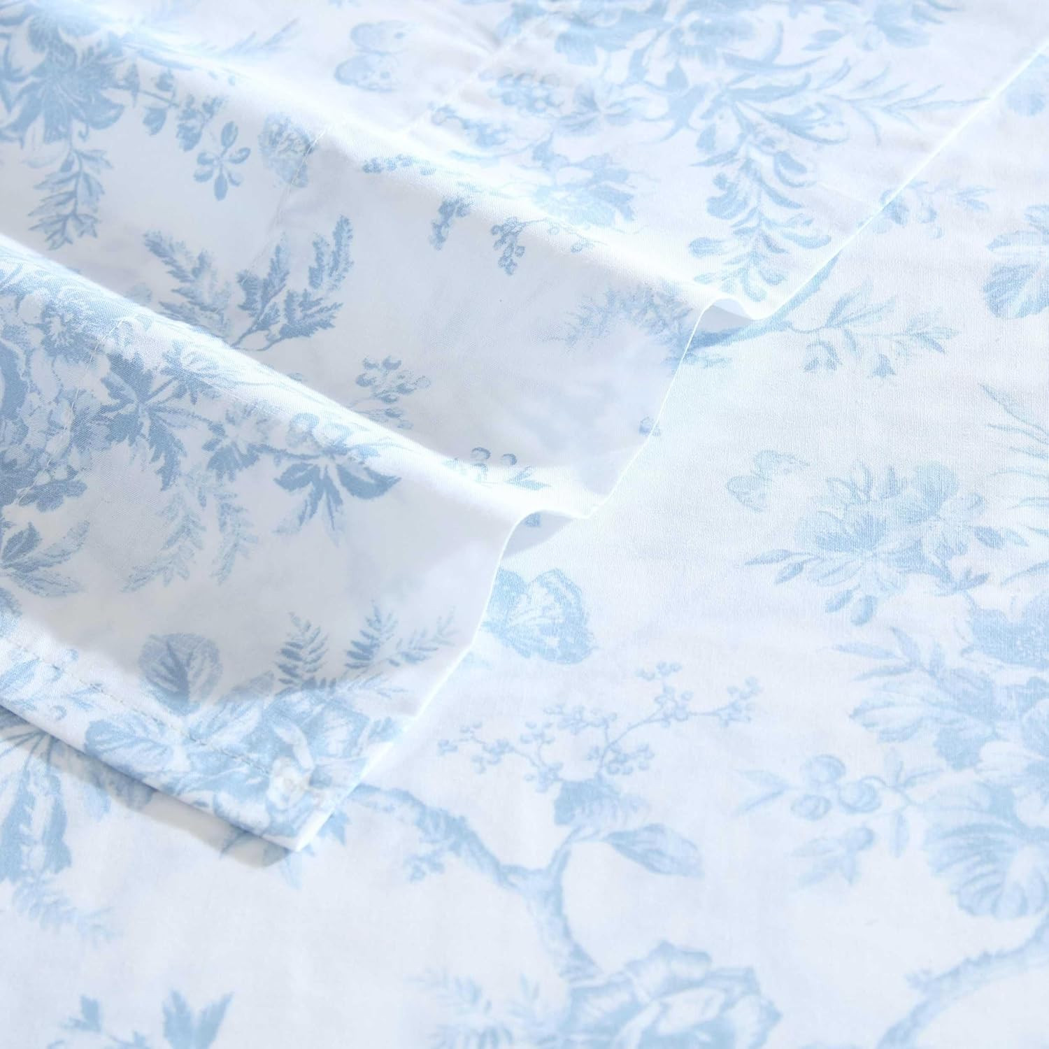 Laura Ashley - King Sheet Set, Crisp & Cool Cotton Percale Bedding with Deep Poc