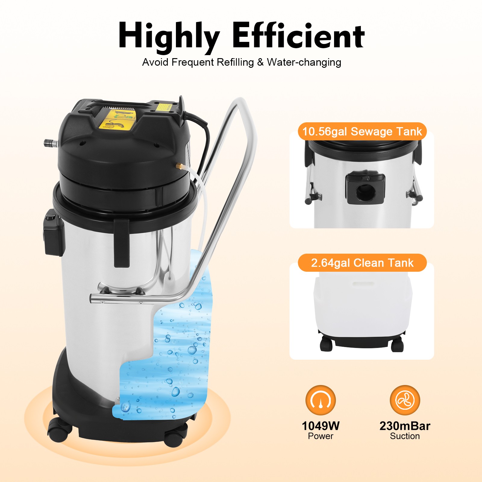 40L  Commercial Carpet Cleaning Machine, Vacuum Cleaner Extractor