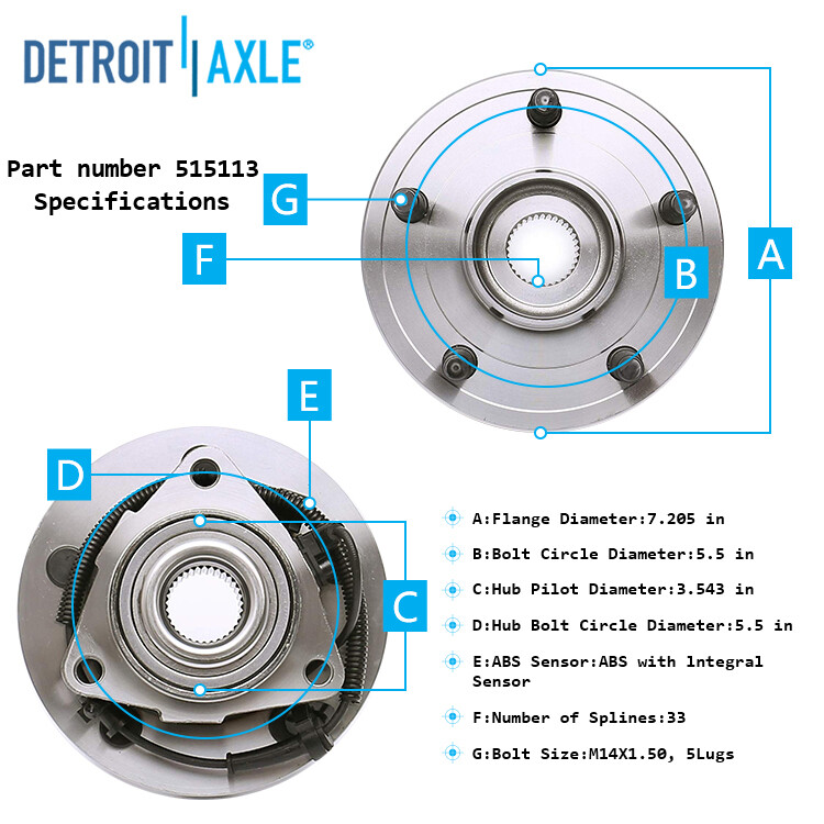 Front Wheel Hub Bearing Assembly for 2006 2007 2008 Dodge Ram 1500 No Mega-Cab