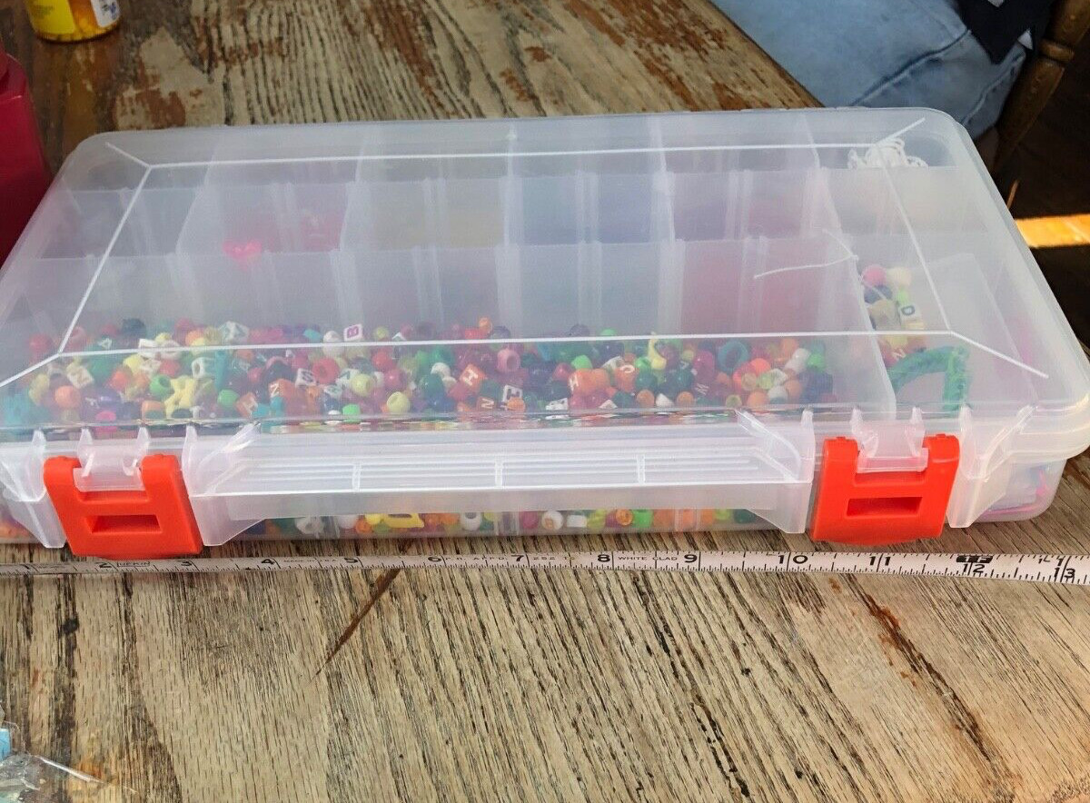 Bead Lot Multi Color Assortment w/ Clear Plastic Storage Box