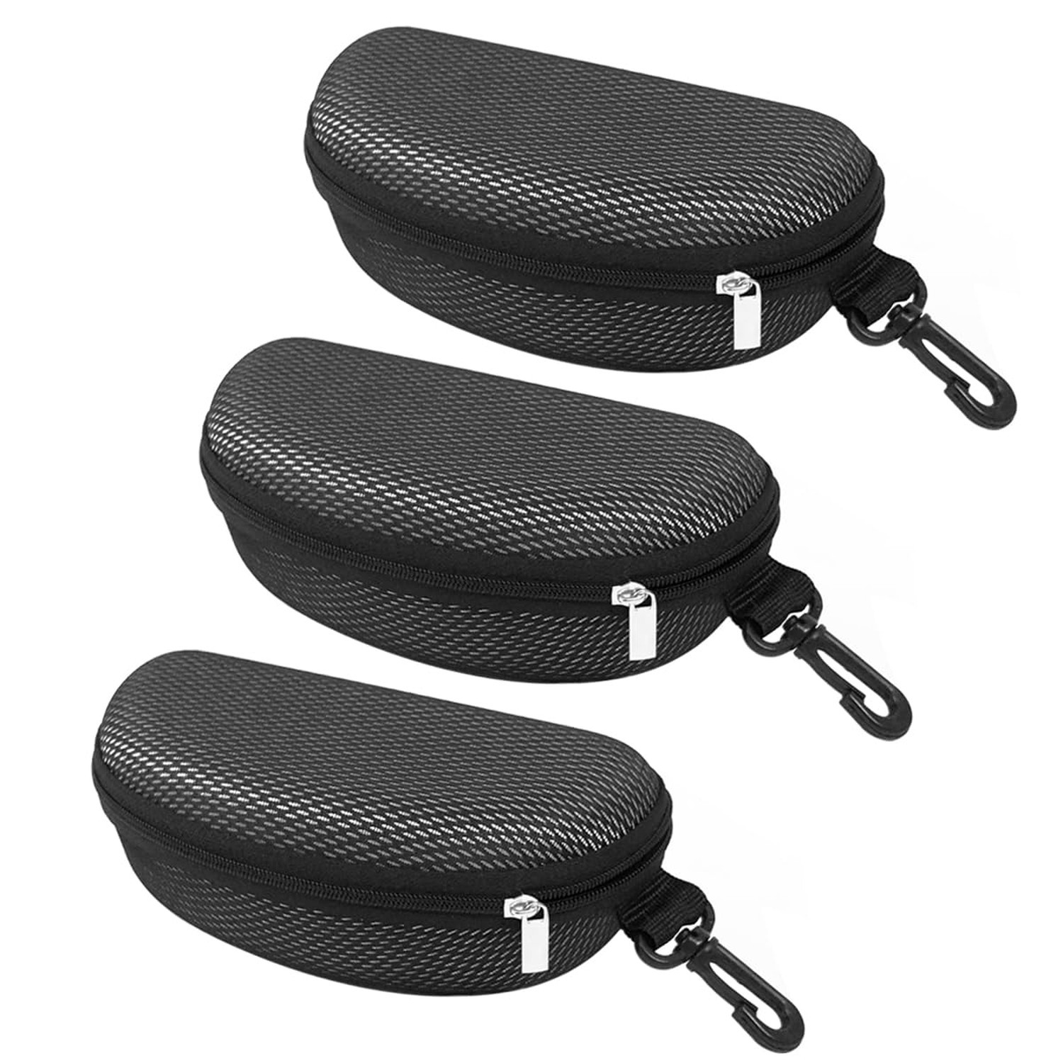 Yamrots 3 Pcs Black and White Mesh Zipper Hard Sunglasses Cases Portable Trav...