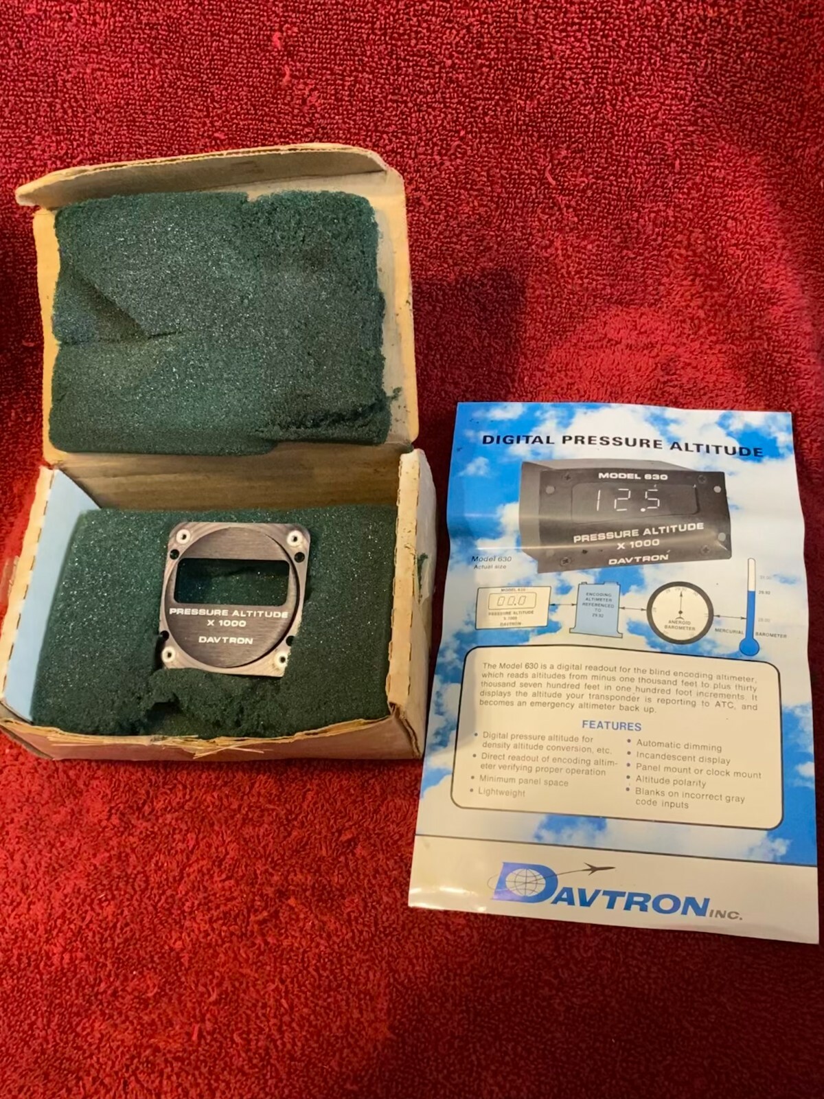 DAVTRON MODEL 630-2 DIGITAL PRESSURE ALTITUDE FACEPLATE NEW SURPLUS