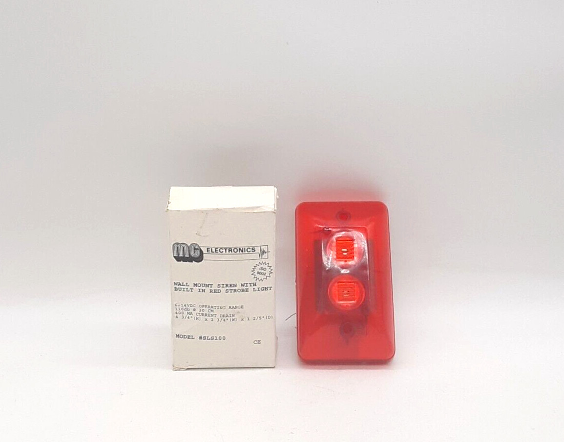 MG Electronics SLS100 Wall Mount Siren w/ Built-In Red Strobe Light