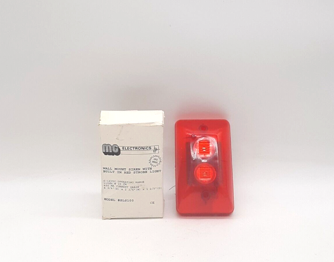 MG Electronics SLS100 Wall Mount Siren w/ Built-In Red Strobe Light