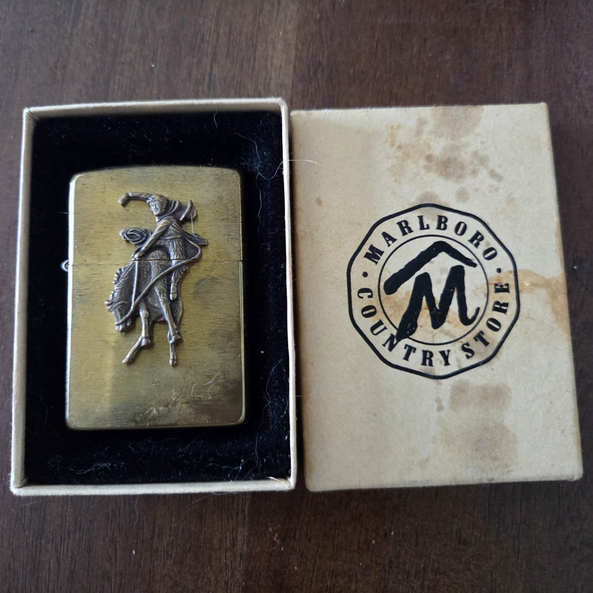 Zippo Solid Brass Windproof Lighter Marlboro Country Store w/ Box & Paperwork
