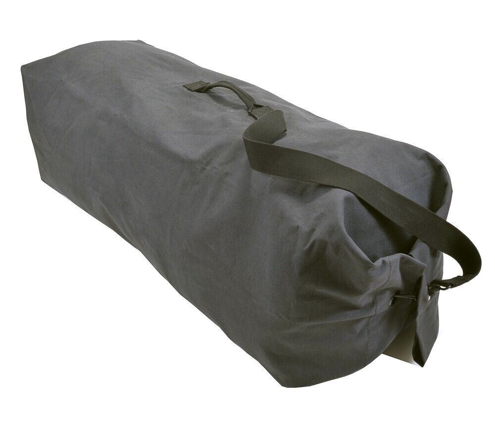 Large Black Cotton Webbing Duffel Bag